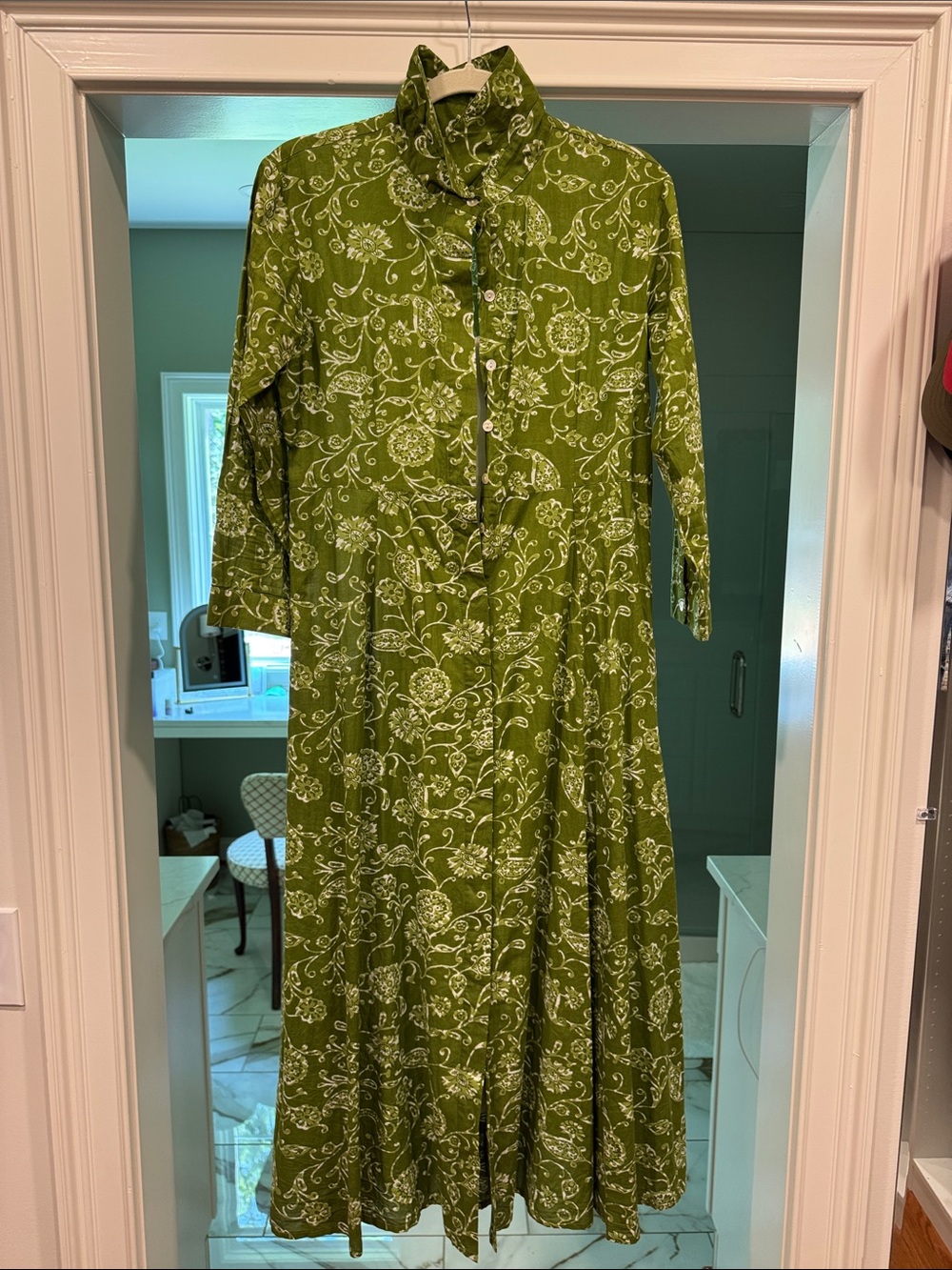 Julia Amory Green Floral Button-Front Maxi Dress